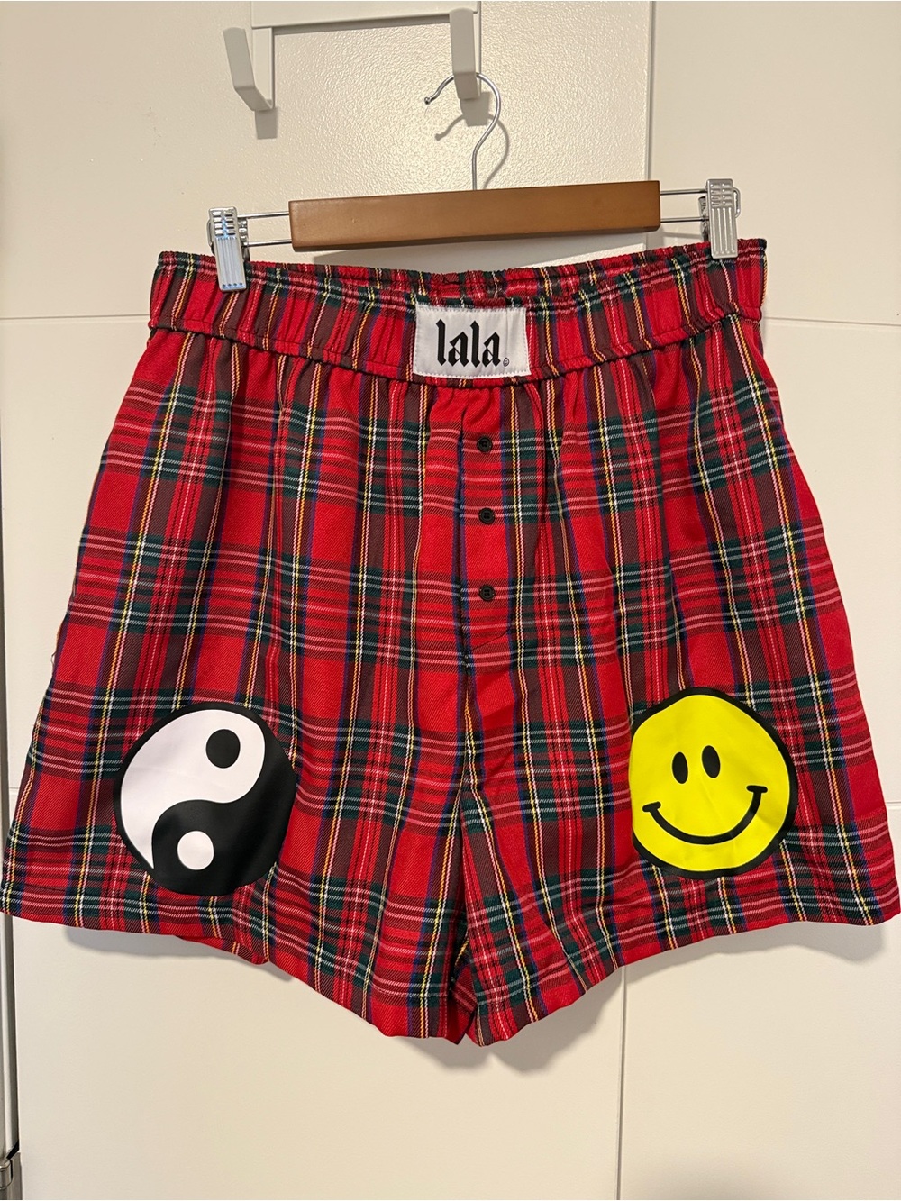 🙂 NWT Dressed in LaLa Down Bad Plaid Icon Boxer Shorts ☯️